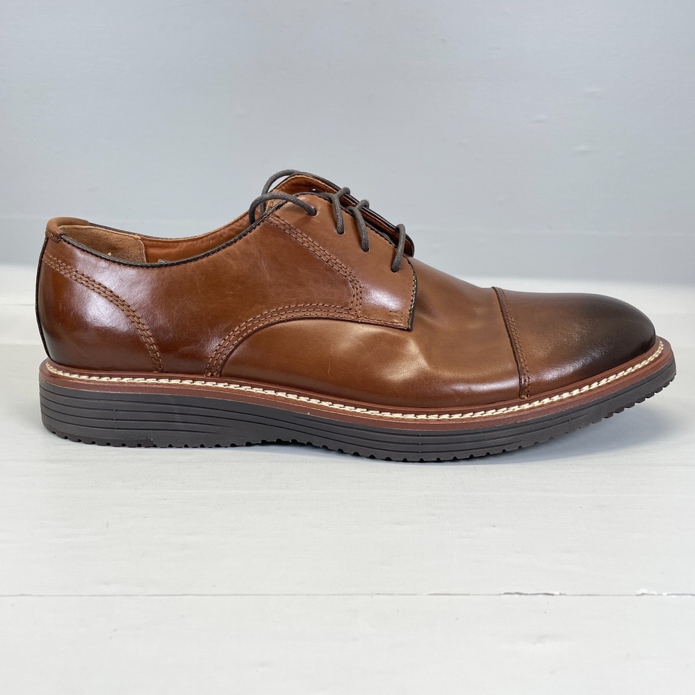Johnston & Murphy Upton Oxford Dress Shoes Mens Size 11 M Brown Leather Cap Toe